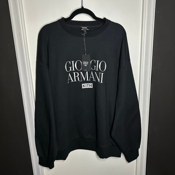 NEW Kith x Giorgio Men's Armani Nelson Crewneck Black Size XXL Sweatshirt - Picture 2 of 13